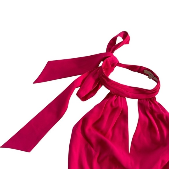 Milly X REVOLVE Libby Pleaded Pink cut out halter neck, sleeveless mini dress 6 - Picture 8 of 16